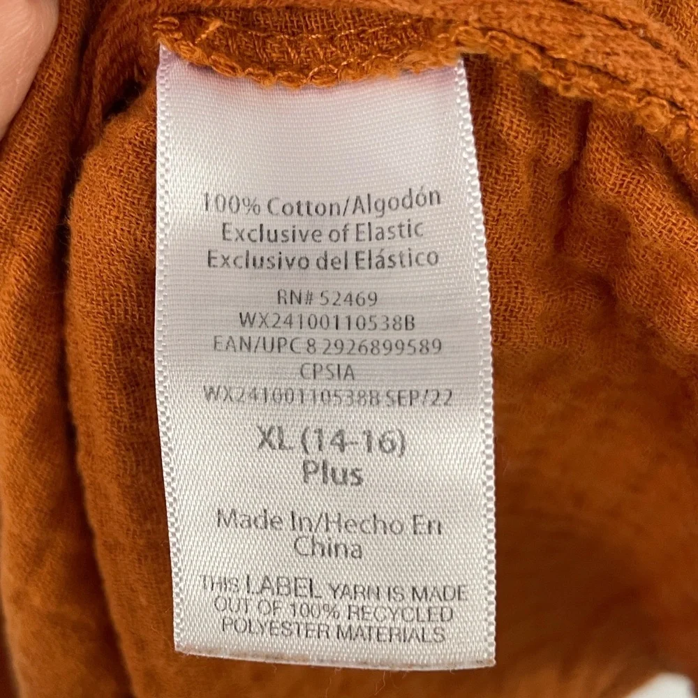 Wonder Nation Girls Terracotta Cotton Dress Ruffles and Crochet Details XL 14/16